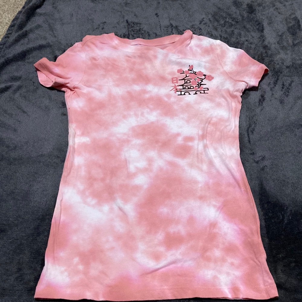 Aeropostale Classic Crew - Pink tie-dye with cherry blossoms